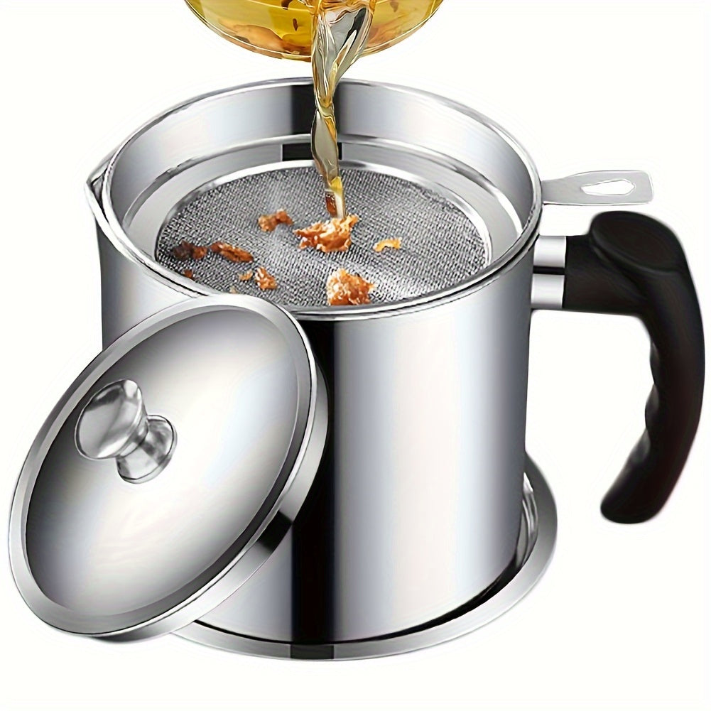 Stainless Steel Kitchen Grease Container with Strainer