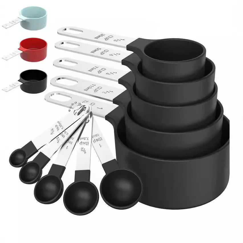 Stainless Steel Plastic Measuring Cups and Spoons Set