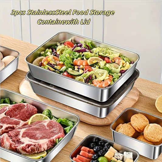 3pcs Stainless Steel Food Storage Containers