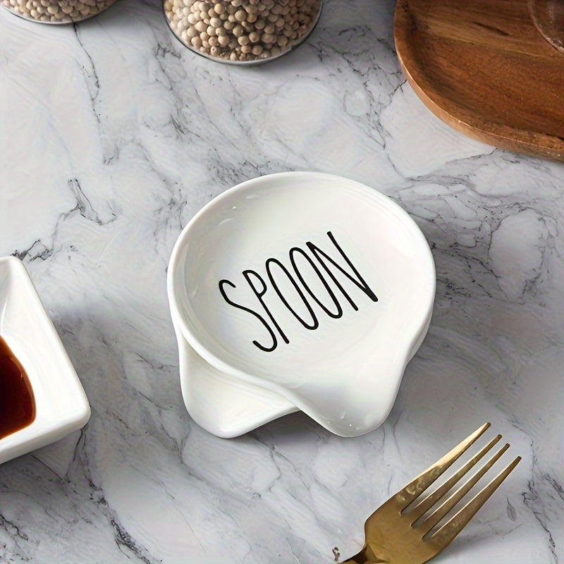 1pc/2pcs ceramic spoon rack, kitchen counter Stovetop spoon rack, farmhouse spoon rack, simple spoon tray kitchen household small tray, suitable for home kitchen, outdoor picnic, gift 10.92cm
