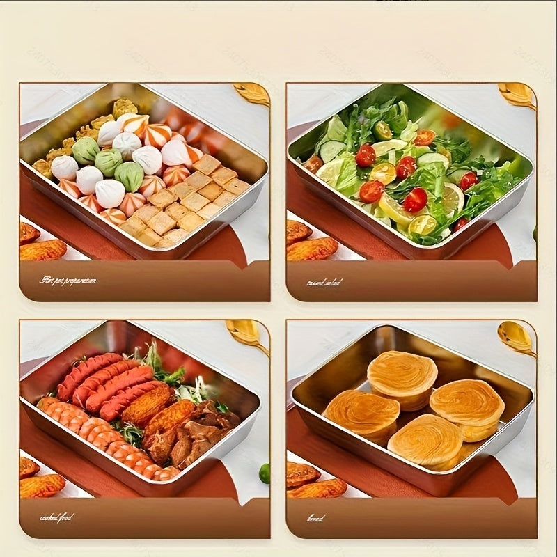 3pcs Stainless Steel Food Storage Containers Leak-Proof Reusable, Fruits Meats Veggies  , Fridge & Freezer
