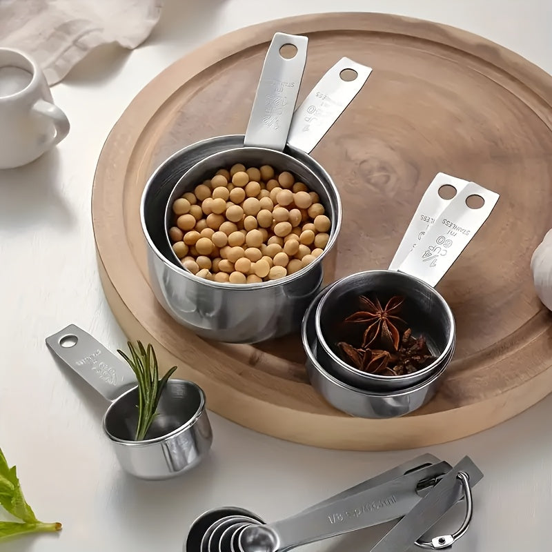 10 Sets of Stainless Steel Measuring Cups And Spoons, 5 Sets of Stackable Measuring Cups + 5 Sets of Measuring Spoons for Dry Food Or Liquid, Kitchen Utensils for Cooking And Baking, Kitchen Supplies, Baking Tools