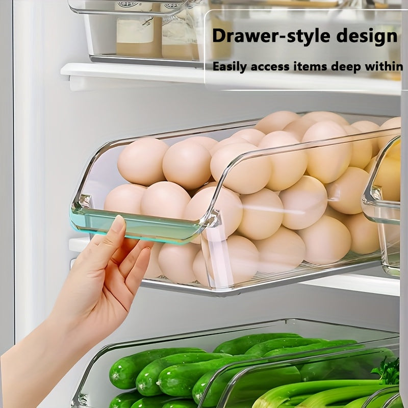 3pcs Large Capacity Refrigerator Replacement Storage Boxes, Transparent Stackable PET Material, Suitable for Kitchen, Refrigerator, and Cabinet Drawer Open-Top Storage Boxes, Multi-Purpose Storage Boxes for Storing Produce, Snacks,  Goods, Cosmetics