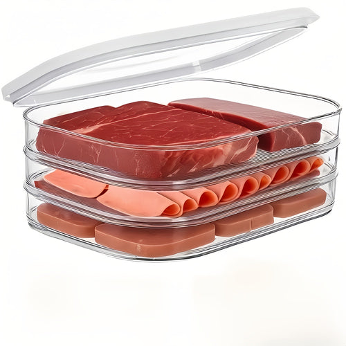1/2/3/4-Piece Transparent Food Storage Container Set, Stackable Kitchen Fresh-Keeping Containers with Lids