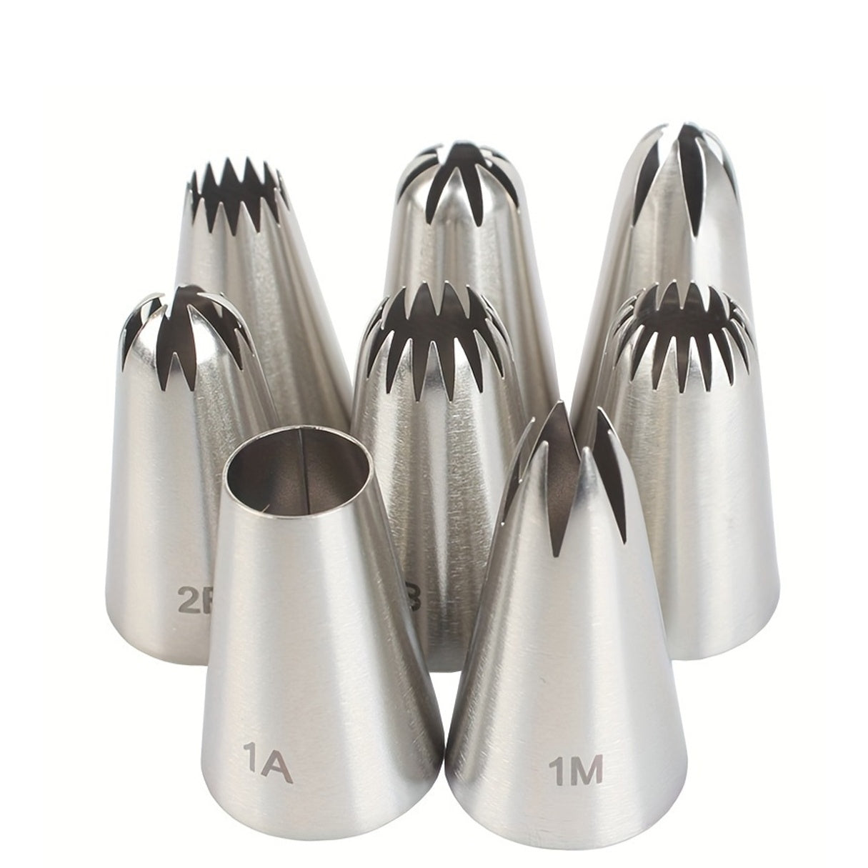 8pcs Medium Piping Nozzles, Commonly Used for Cake Cream, Baking Decoration Tools for Cookies and Puffs, Food-Grade Stainless Steel, Safe for Cupcakes