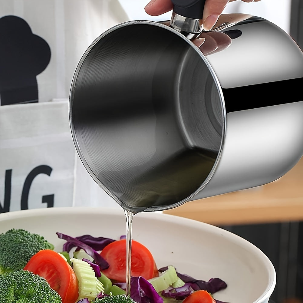Stainless Steel Kitchen Grease Container with Strainer - Easy-Pour Handle, Ideal for Cooking Oil & Grease Storage, Essential Kitchen Accessory, Grease Can for Kitchen