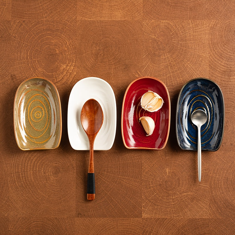 Home Kitchen Utensil Storage Spoon Rest and Spoon Holder, Ceramic Soup Spoon Rest, Long-Handle Spoon Tray, Pot Spoon Tray, Spoon Rack, Coffee Bar Accessories, for Restaurant and Kitchen Cooking Use, Hotel Rice Spoon, Soup Spoon, and Spatula Storage