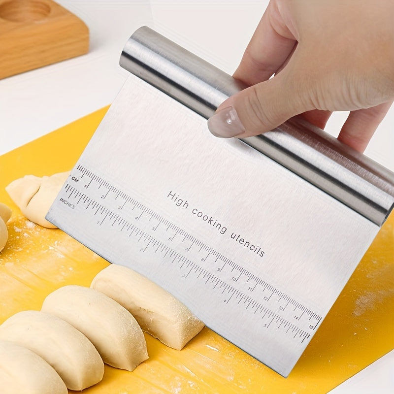 Stainless Steel Bevel Scraper, Cake Scraper, Cream Scraper, Pizza Cutting Tool, Stainless Steel Frying Shovel, Pancake Scraper, Baking Tool, Kitchen Gadget, Christmas Supplies
