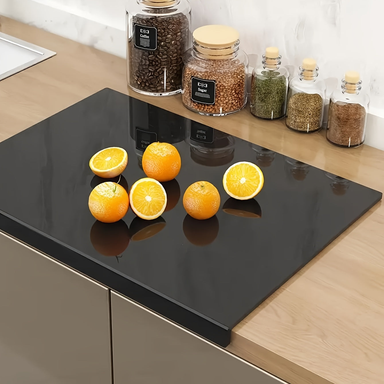 Large High Tenacity Cutting Board with Lip, Black Cutting Board for Countertops, Tabletop Cutting Board for Kitchen Essentials