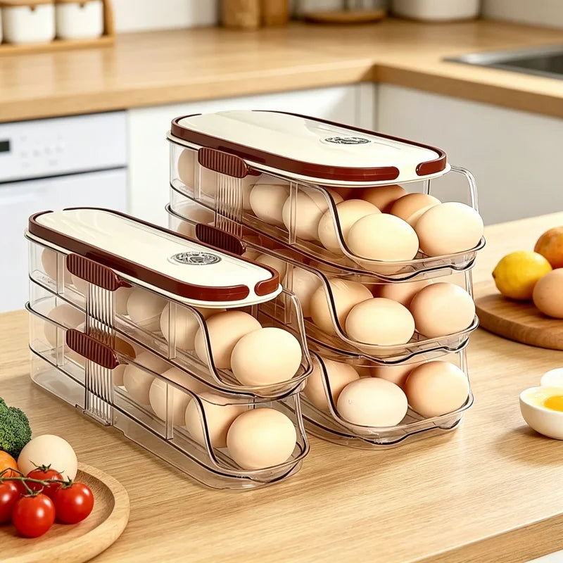 Automatic Rolling Egg Storage Box - Refrigerator Egg Rack Organizer, Hand-Held Side Door Refrigerator Storage Rack