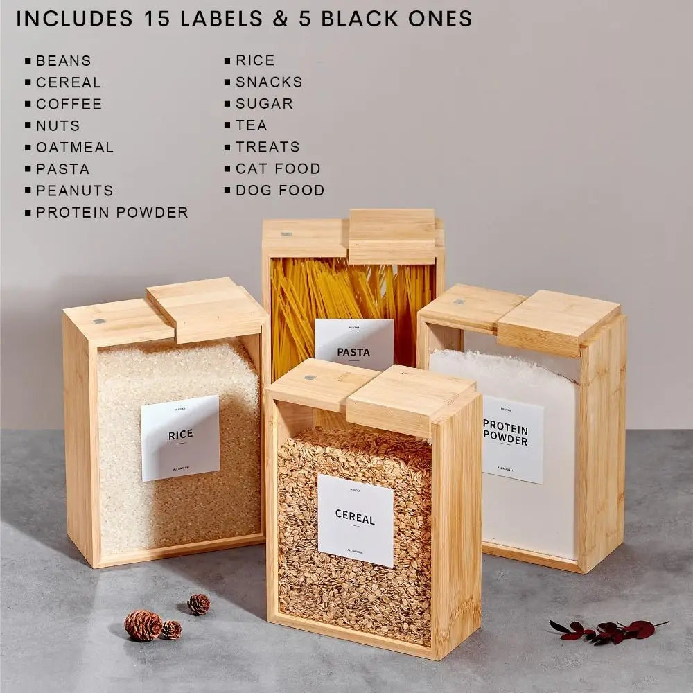 Bamboo Food Storage Containers Transparent Wide Mouth Design Food Dispenser Multi-functional Sealing Kitchen Food Storage Box