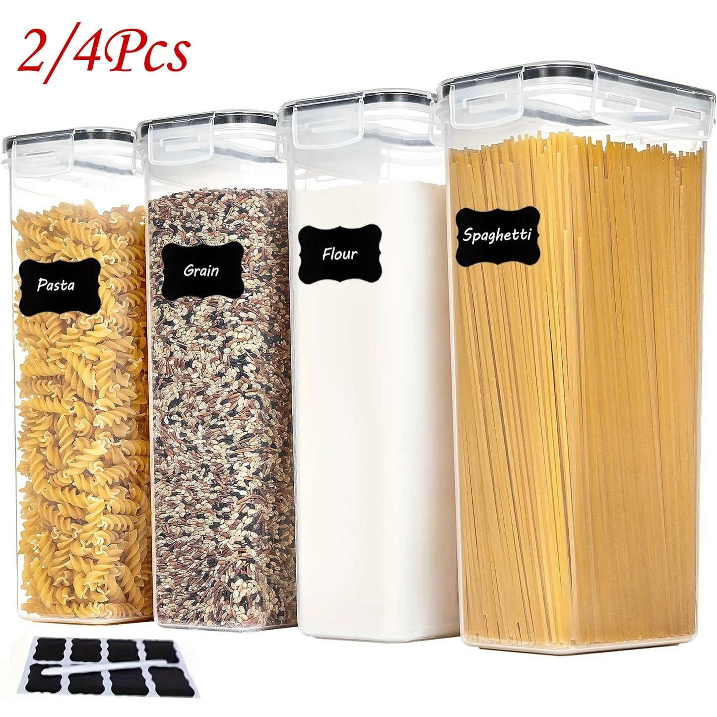Airtight Food Storage Containers with Lids, 2/4 PCS 2.8L Pasta Containers for Pantry Organization and Storage, BPA Free Kitchen