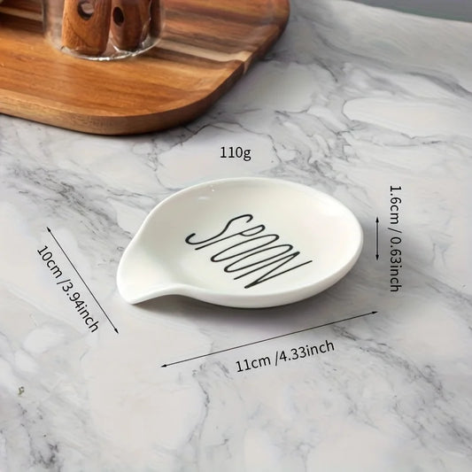 1pc/2pcs Ceramic Spoon Rest Kitchen Counter Stove Spoon Holder Simple Design Kitchen Home Use Small Tray Farmhouse Style