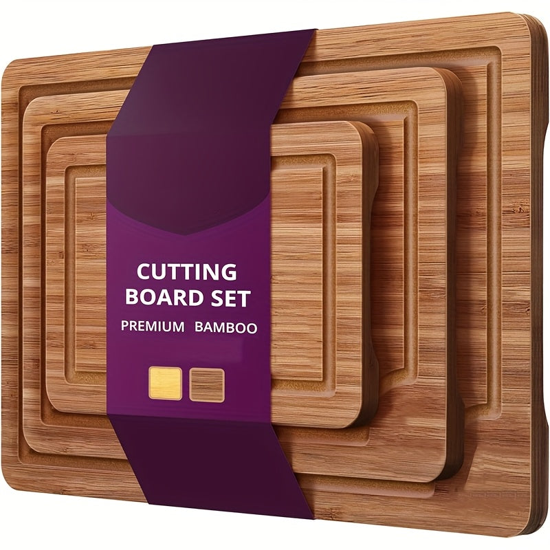 3pcs Bamboo Cutting Board Set, Thick Multipurpose Chopping Boards for Meat, Vegetables, Fruits, Ideal for Christmas, Halloween Thanksgiving, Valentine's, Mother's Day, Mea Preparation, Rustic Kitchenware Bamboo Material, Multipurpose Board
