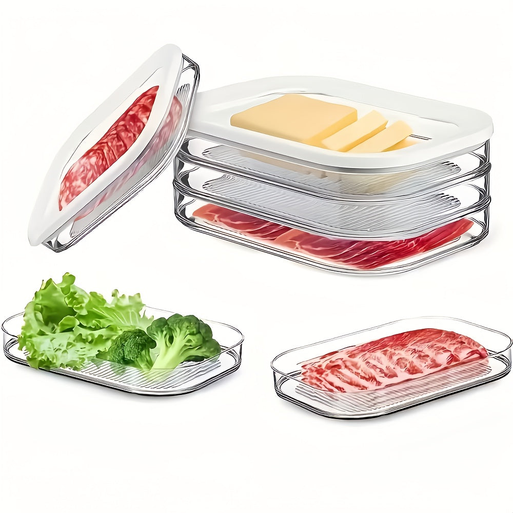 1/2/3/4-Piece Transparent Food Storage Container Set, Stackable Kitchen Fresh-Keeping Containers with Lids