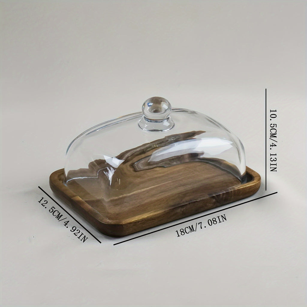 Teakwood Butter Dish - Vintage Round Wood Wedding Cake Stand, Dessert Plate Suitable, Dining Table, Wedding & Serving Tray - Teak Wood Snack Display Plate for Cakes, Fruits, Pastries