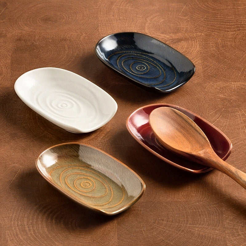 Home Kitchen Utensil Storage Spoon Rest and Spoon Holder, Ceramic Soup Spoon Rest, Long-Handle Spoon Tray, Pot Spoon Tray, Spoon Rack, Coffee Bar Accessories, for Restaurant and Kitchen Cooking Use, Hotel Rice Spoon, Soup Spoon, and Spatula Storage