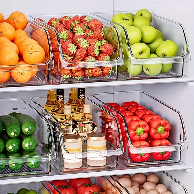 3pcs Large Capacity Refrigerator Replacement Storage Boxes, Transparent Stackable PET Material, Suitable for Kitchen, Refrigerator, and Cabinet Drawer Open-Top Storage Boxes, Multi-Purpose Storage Boxes for Storing Produce, Snacks,  Goods, Cosmetics